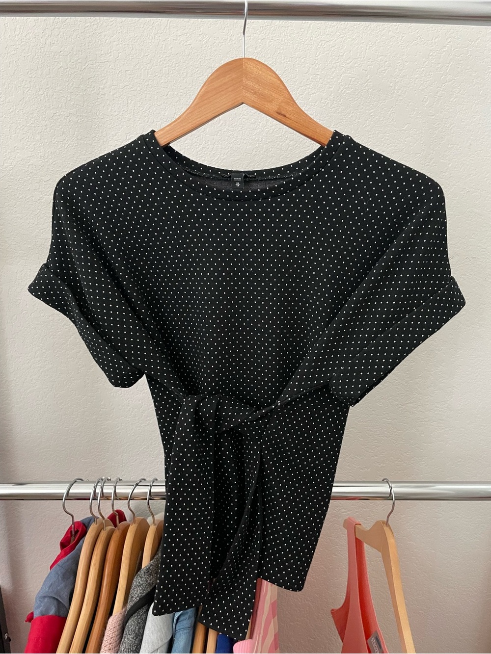 Express Black and White Polka Dot Midi Dress